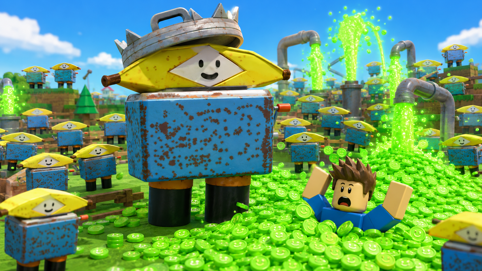 Toastanana in a field of green Goop